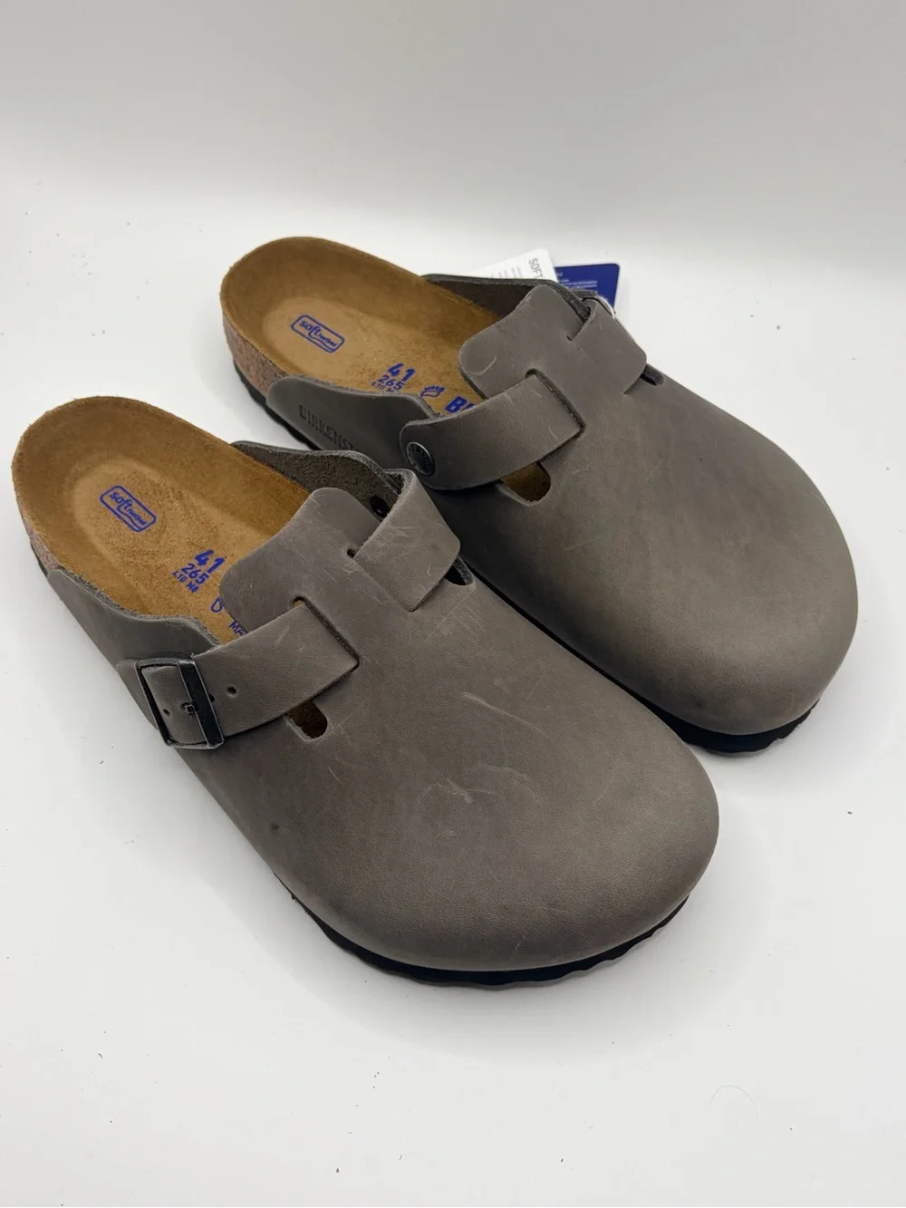 Birkenstock Boston Clogs in Gray Taupe